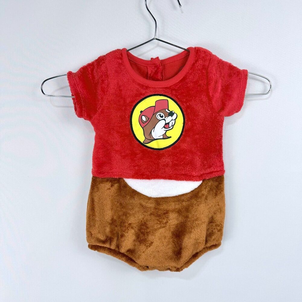 Buc-ee's Beaver One-Piece Bodysuit Red Brown 12M Baby Animal Costume
